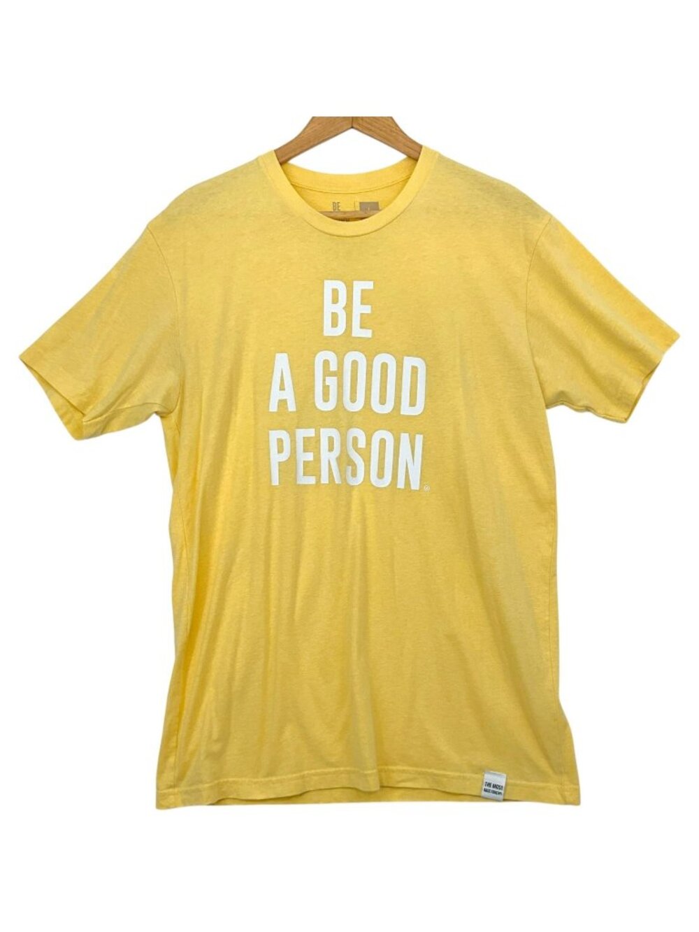Be A Good Person Graphic T Shirt Unisex Large Yellow Short Sleeve